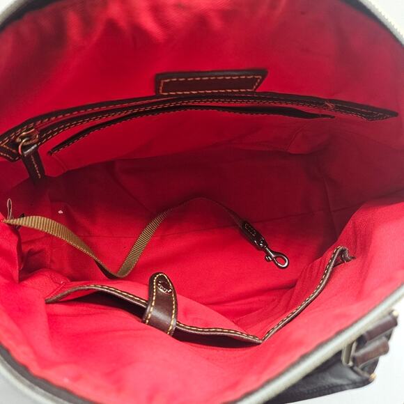 Dooney & Bourke | Chevron Leather Satchel Bag | Brown And Tan Geometric - Picture 8 of 12